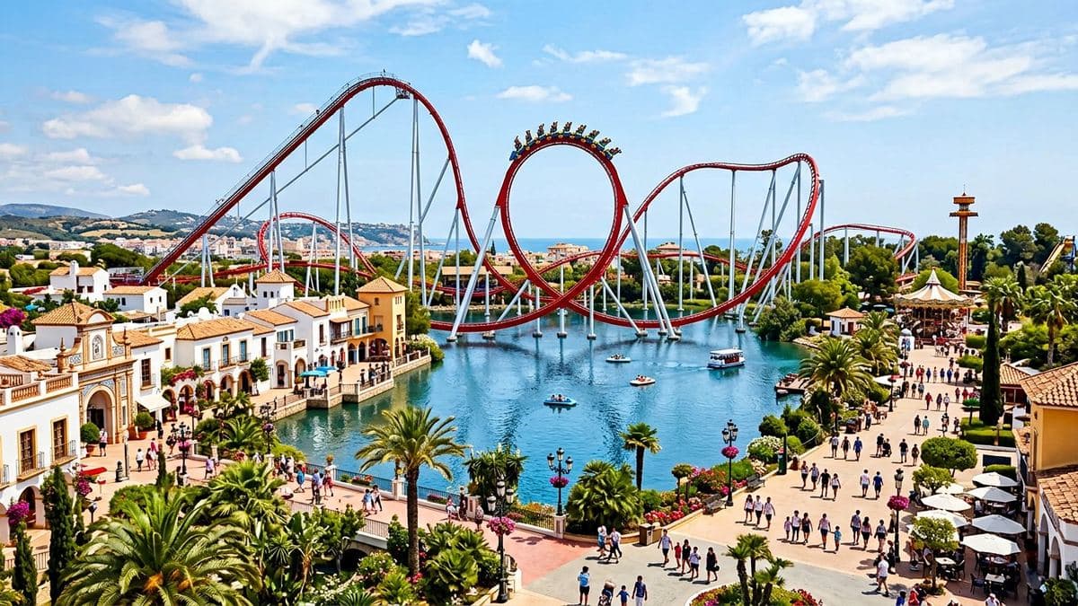 Montana rusa sobre el lago de PortAventura